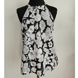 MINT J.CREW Women's B/W Floral 100% Linen Sleeveless Blouse Amber Top M